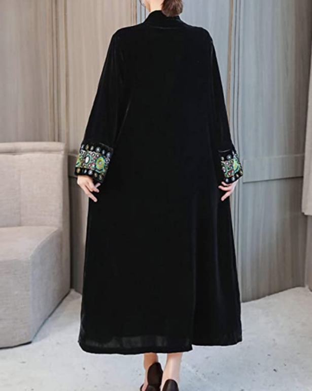 retro 1920s style velvet embroidered trench sm/m/lg