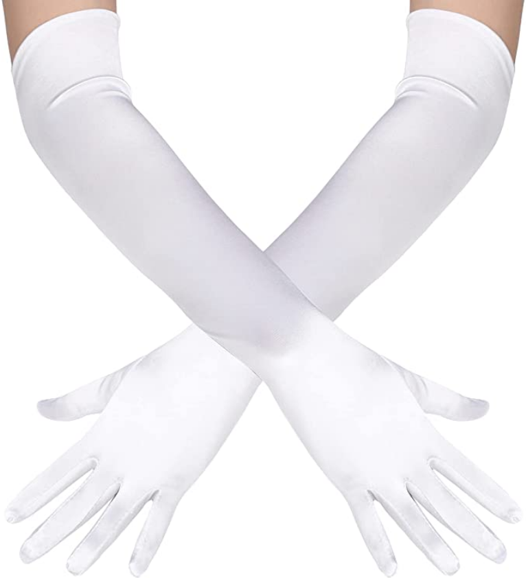classic long opera satin gloves choose color -white