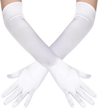 Load image into Gallery viewer, classic long opera satin gloves choose color -white
