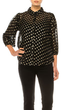 Load image into Gallery viewer, Zac &amp; Rachel Golden Polka-Dot Chiffon Blouse Only XL Remaining
