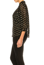 Load image into Gallery viewer, Zac &amp; Rachel Golden Polka-Dot Chiffon Blouse Only XL Remaining

