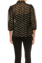 Load image into Gallery viewer, Zac &amp; Rachel Golden Polka-Dot Chiffon Blouse Only XL Remaining
